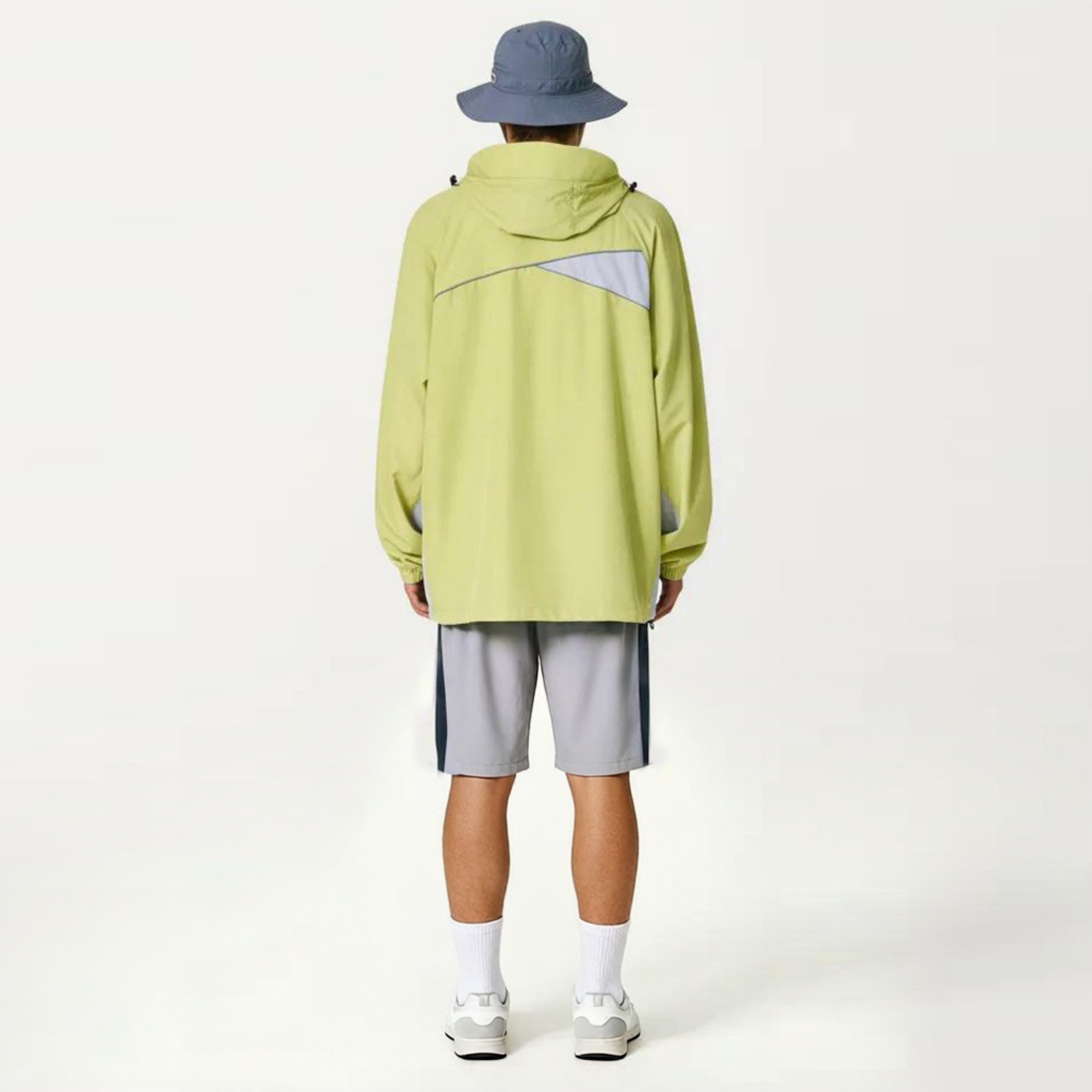 Anna-Kaci Men's Lightweight Windbreaker Jacket with Hood Full Zip Closure Panel Detail and Elastic Cuff Design