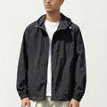 Anna-Kaci Men's Lightweight Hooded Windbreaker Jacket with Full Zip Closure Elastic Cuffs and Relaxed Fit