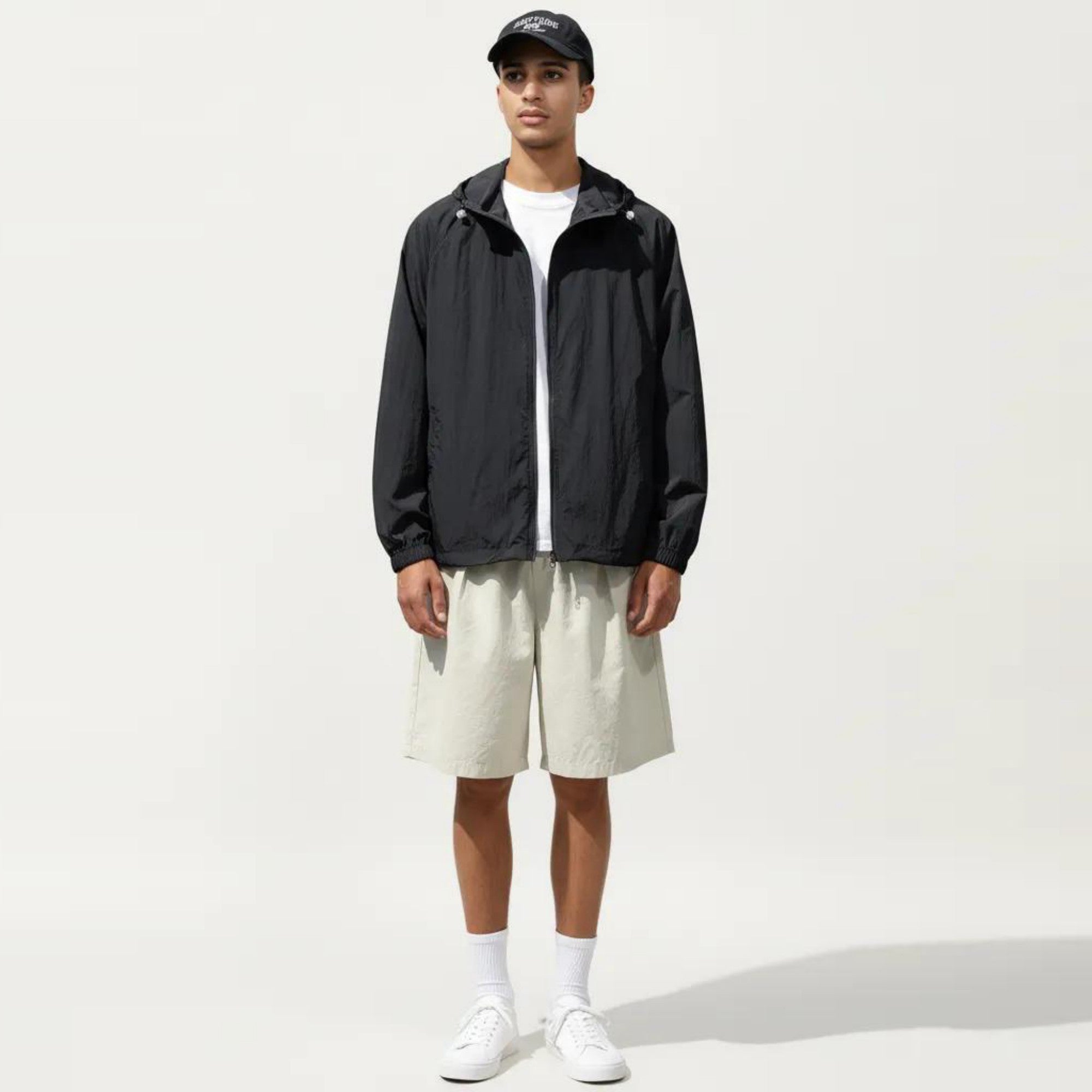 Anna-Kaci Men's Lightweight Hooded Windbreaker Jacket with Full Zip Closure Elastic Cuffs and Relaxed Fit