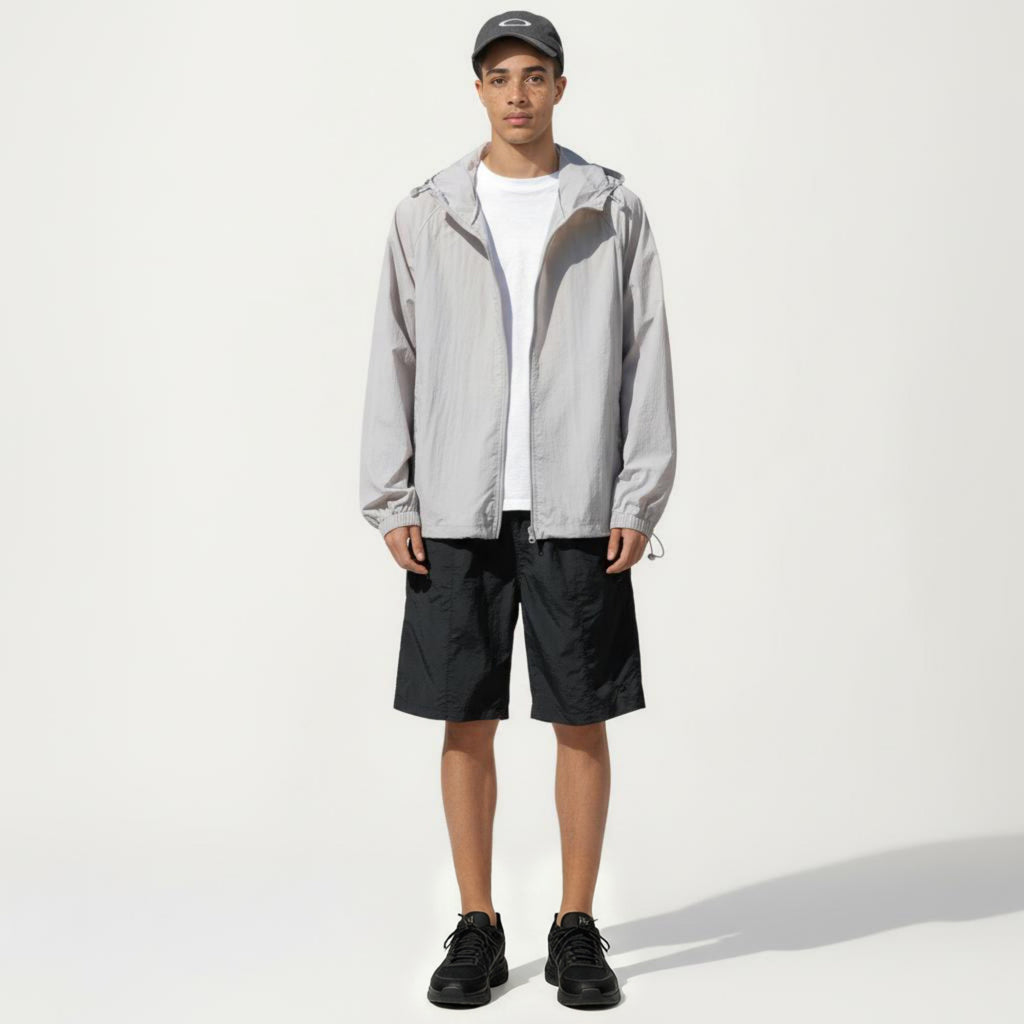 Anna-Kaci Men's Lightweight Hooded Windbreaker Jacket with Full Zip Closure Elastic Cuffs and Relaxed Fit