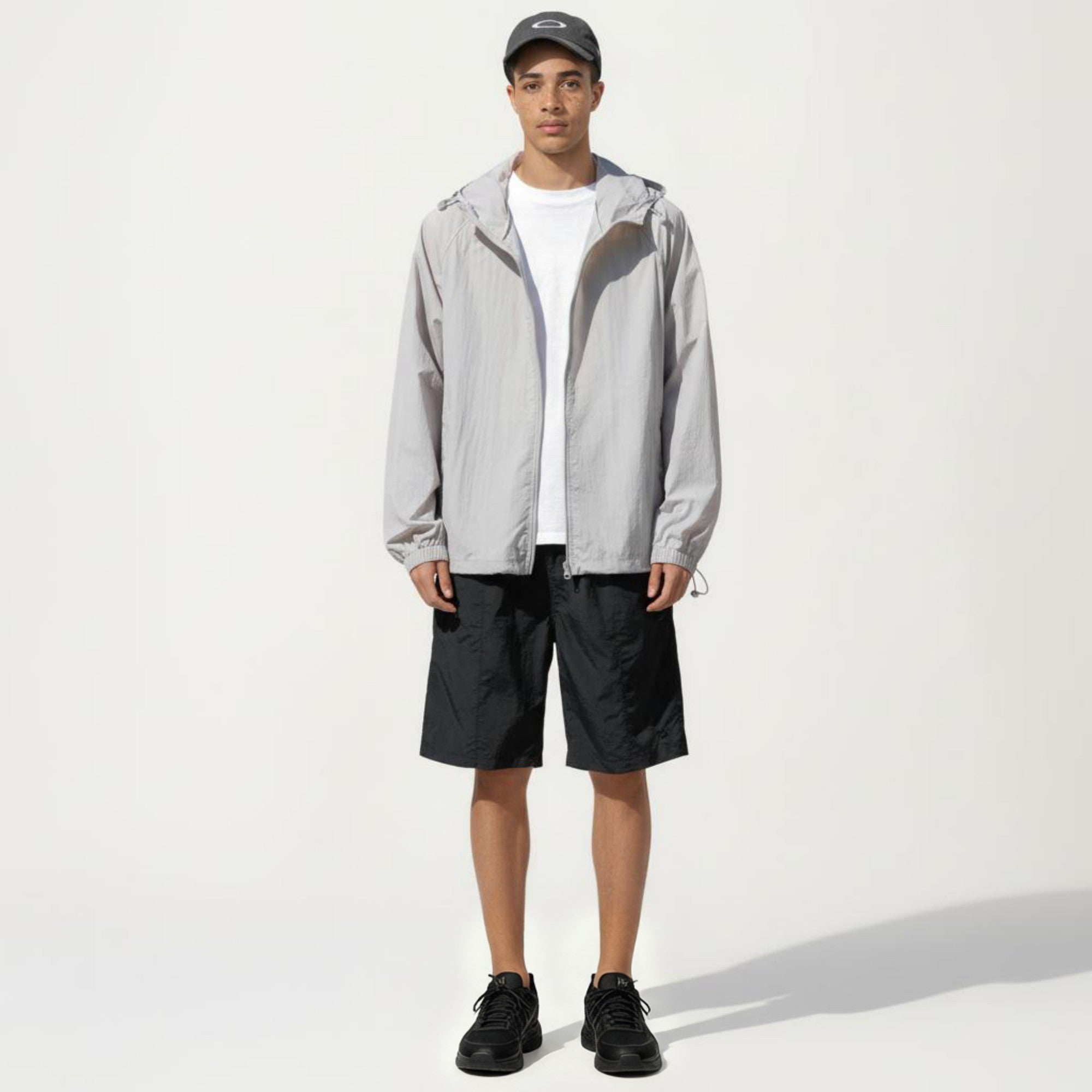 Anna-Kaci Men's Lightweight Hooded Windbreaker Jacket with Full Zip Closure Elastic Cuffs and Relaxed Fit