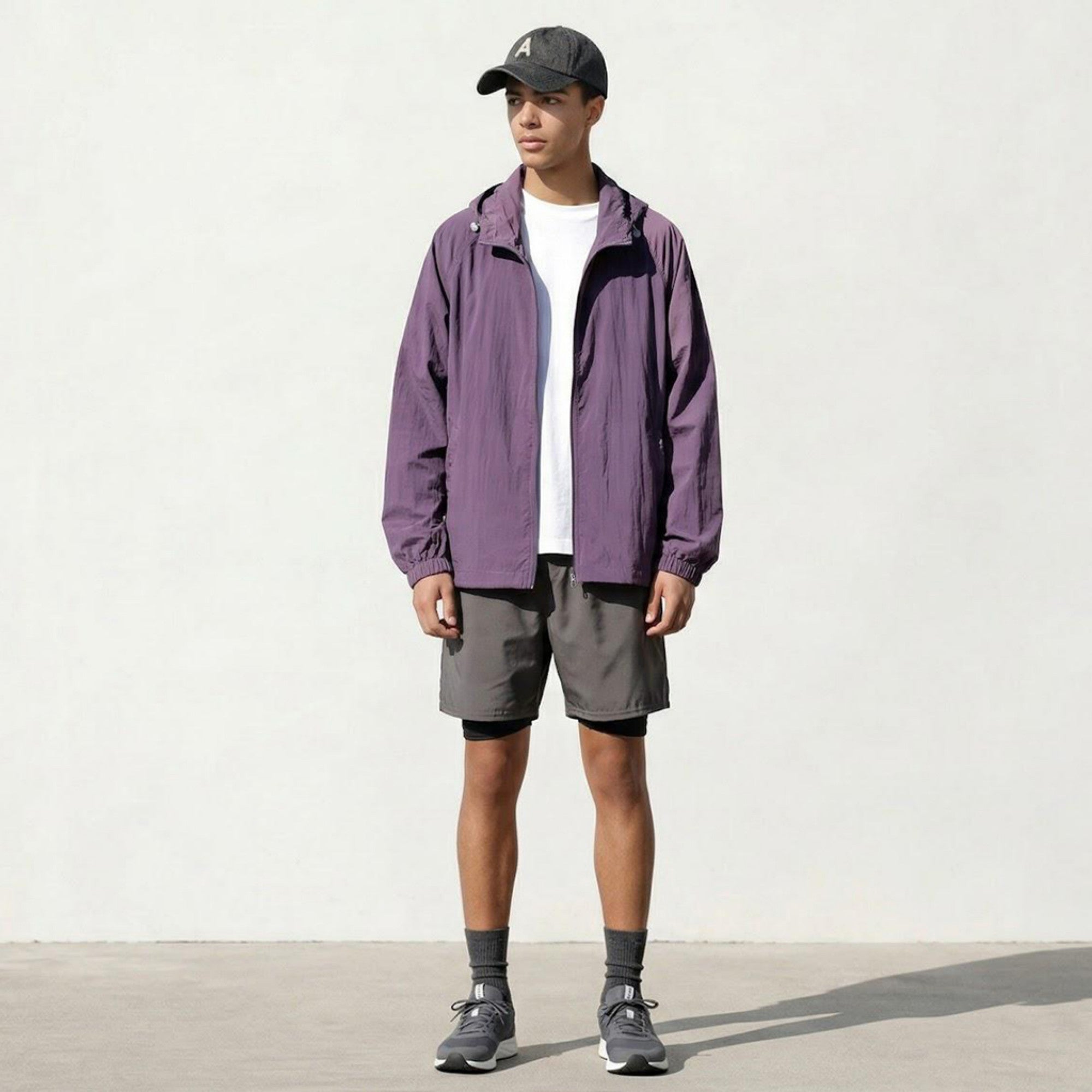 Anna-Kaci Men's Lightweight Hooded Windbreaker Jacket with Full Zip Closure Elastic Cuffs and Relaxed Fit