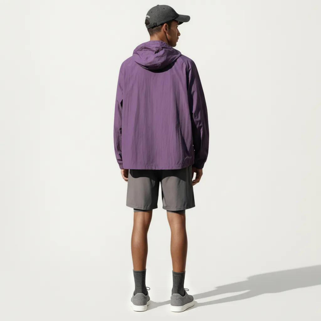 Anna-Kaci Men's Lightweight Hooded Windbreaker Jacket with Full Zip Closure Elastic Cuffs and Relaxed Fit