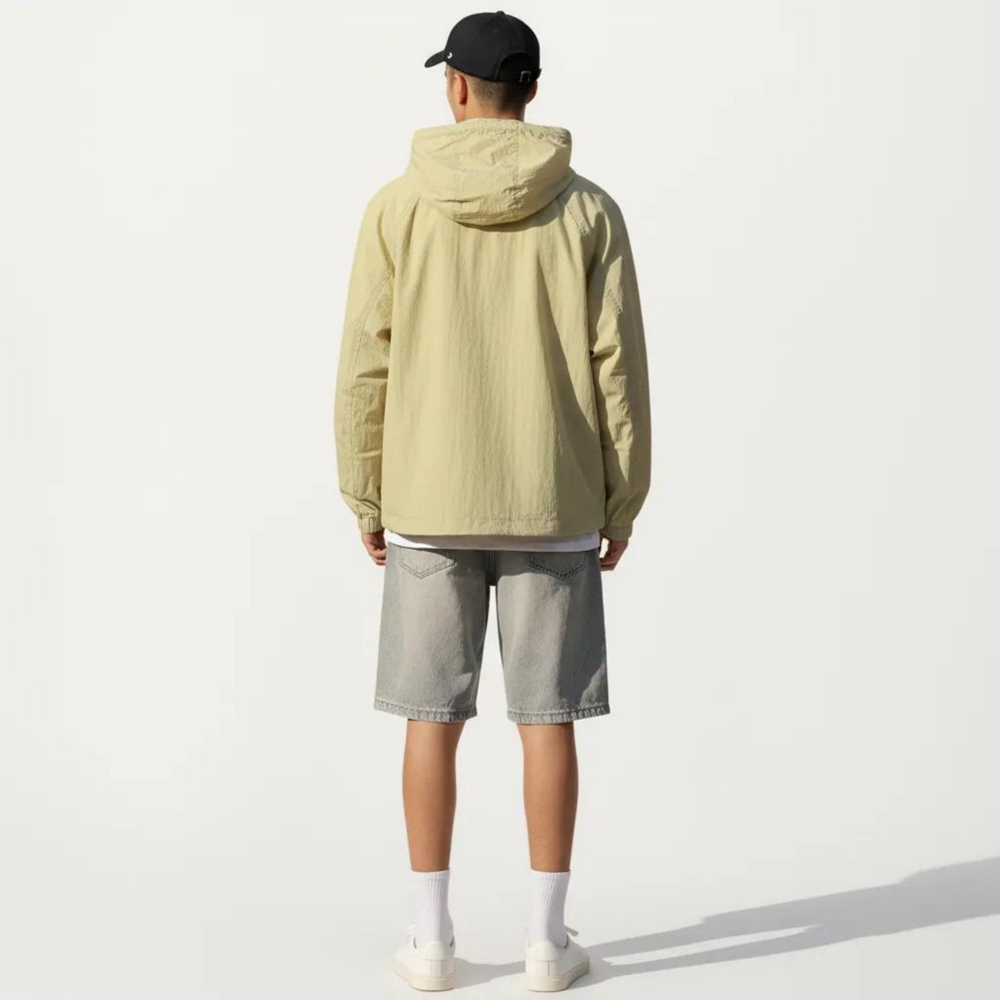 Anna-Kaci Men's Lightweight Hooded Windbreaker Jacket with Full Zip Closure Elastic Cuffs and Relaxed Fit