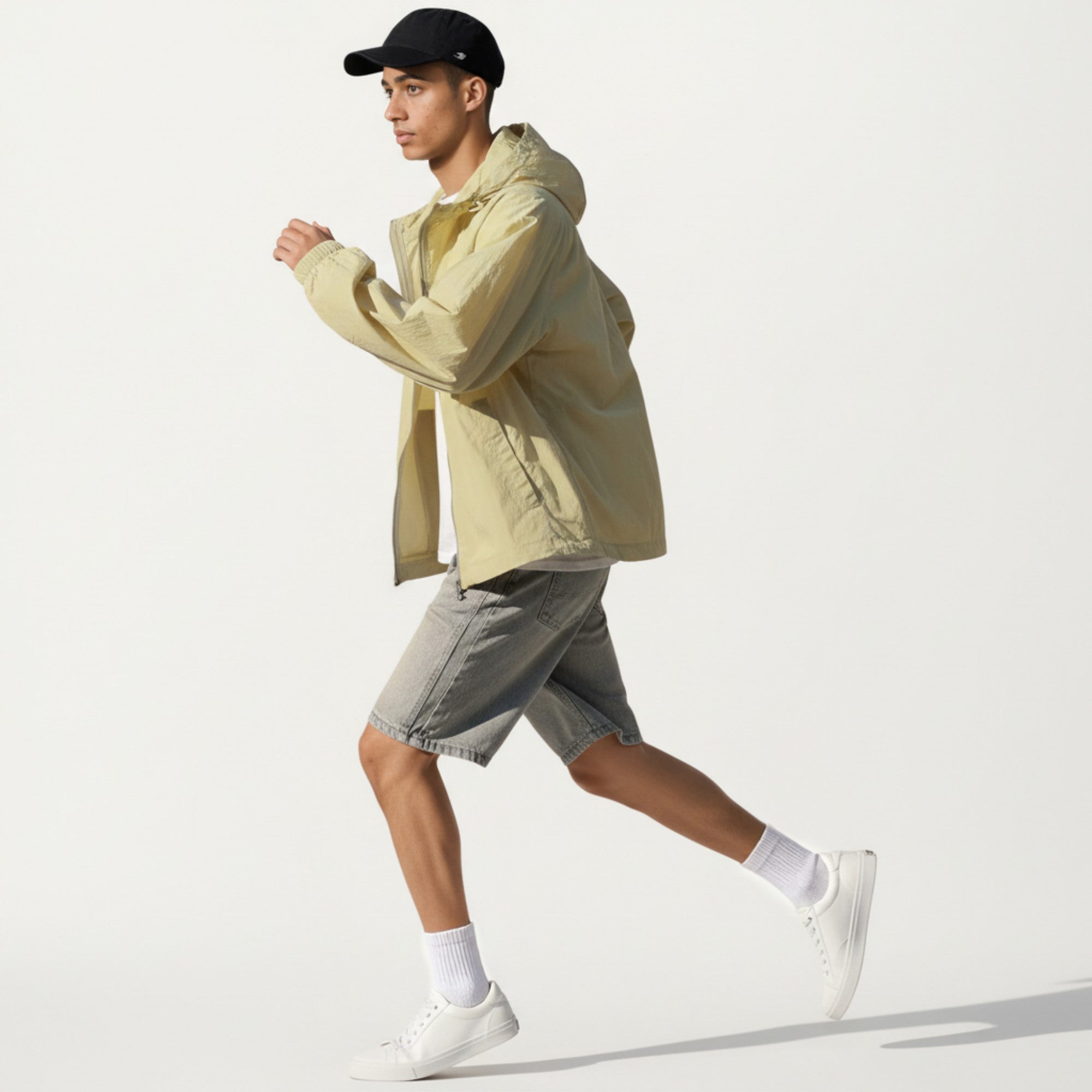 Anna-Kaci Men's Lightweight Hooded Windbreaker Jacket with Full Zip Closure Elastic Cuffs and Relaxed Fit