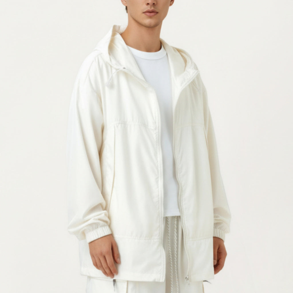 Anna-Kaci Men's Lightweight Hooded Windbreaker Jacket with Full Zip Closure Elastic Cuffs and Adjustable Hem