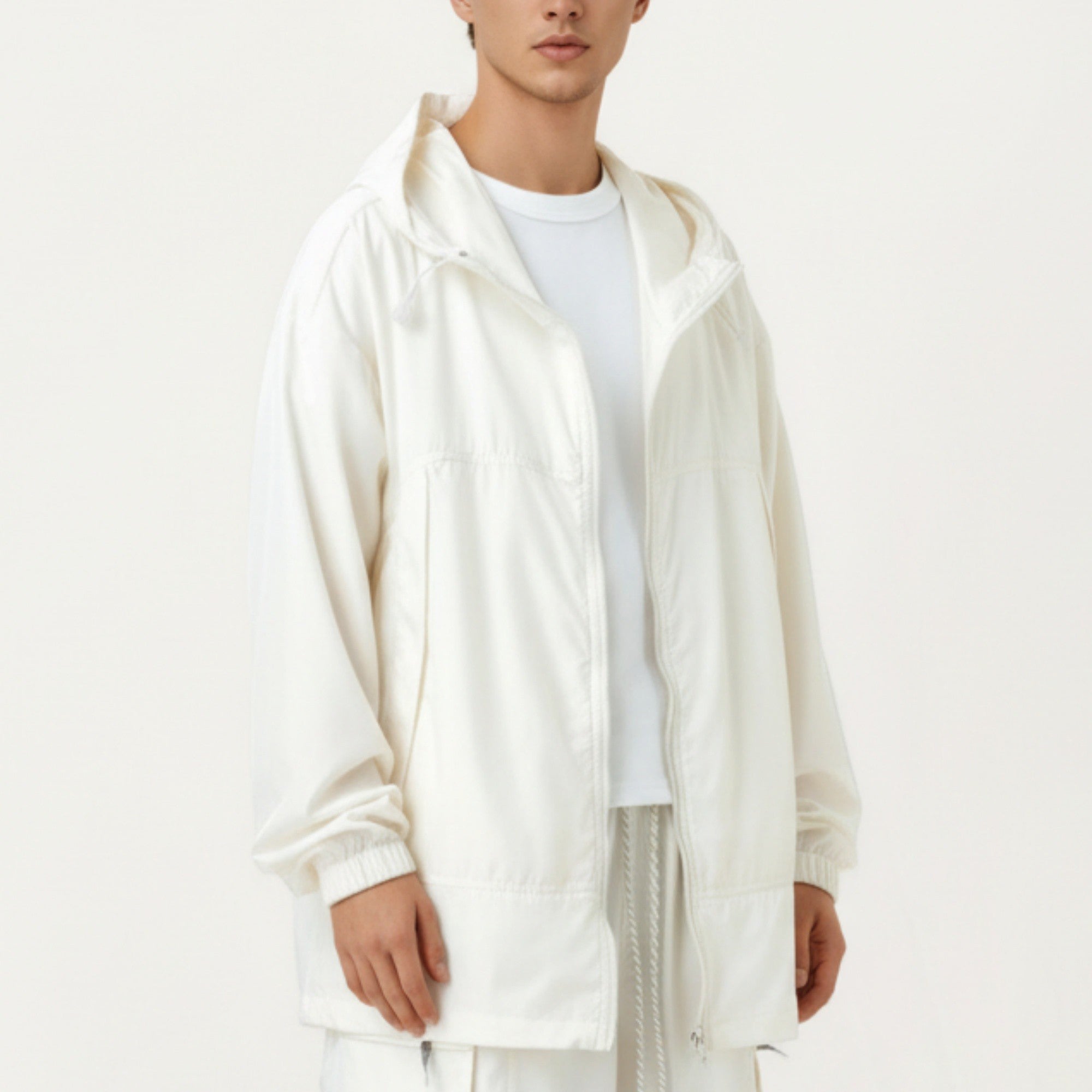 Anna-Kaci Men's Lightweight Hooded Windbreaker Jacket with Full Zip Closure Elastic Cuffs and Adjustable Hem