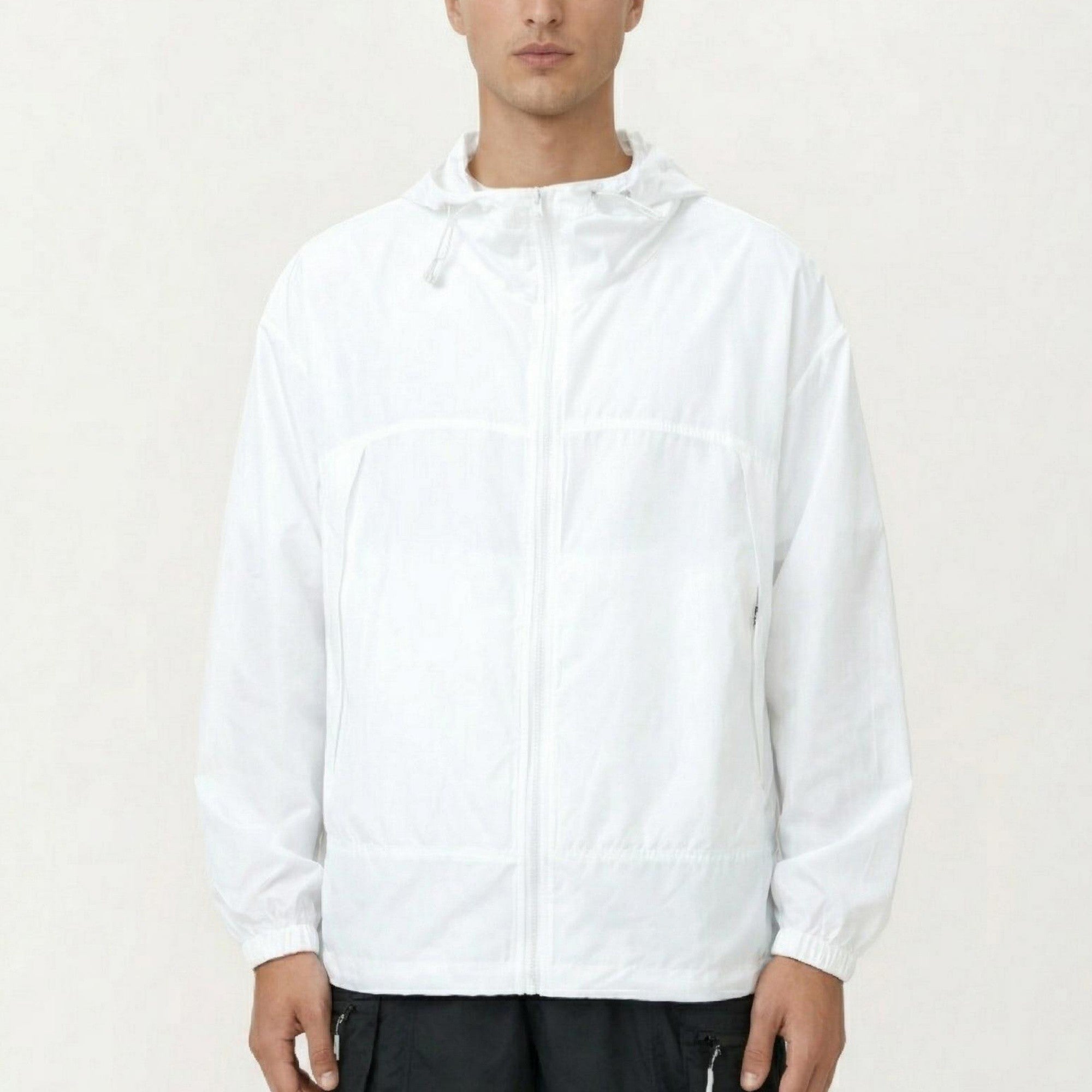 Anna-Kaci Men's Lightweight Hooded Windbreaker Jacket with Full Zip Closure Elastic Cuffs and Adjustable Hem
