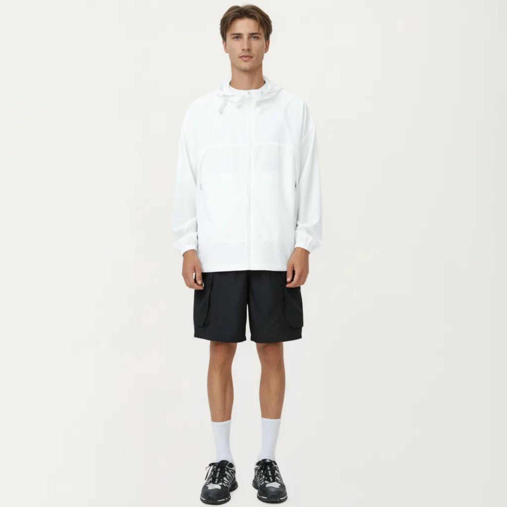 Anna-Kaci Men's Lightweight Hooded Windbreaker Jacket with Full Zip Closure Elastic Cuffs and Adjustable Hem