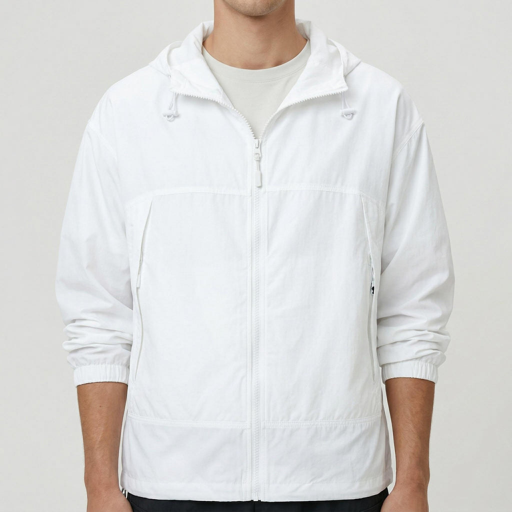 Anna-Kaci Men's Lightweight Hooded Windbreaker Jacket with Full Zip Closure Elastic Cuffs and Adjustable Hem