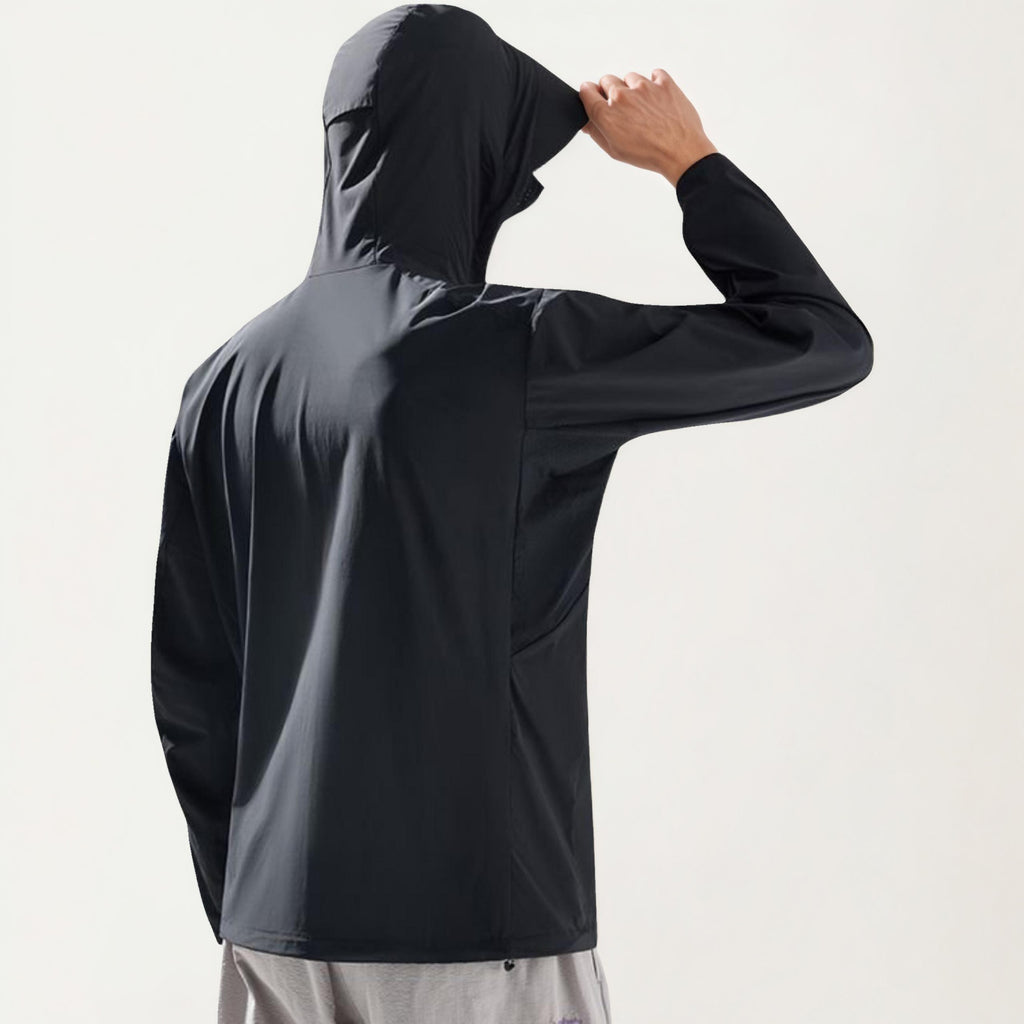 Anna-Kaci Men's Lightweight Windbreaker Jacket with Hood Full Zip Closure Zipper Pocket Detail and Relaxed Fit