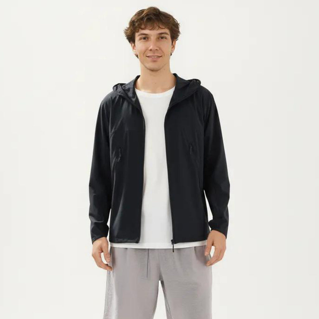 Anna-Kaci Men's Lightweight Windbreaker Jacket with Hood Full Zip Closure Zipper Pocket Detail and Relaxed Fit