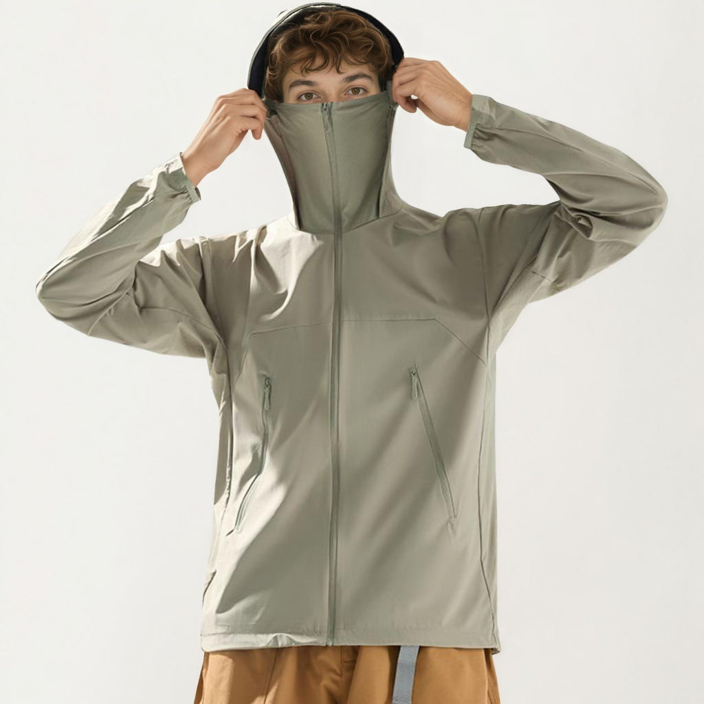 Anna-Kaci Men's Lightweight Windbreaker Jacket with Hood Full Zip Closure Zipper Pocket Detail and Relaxed Fit