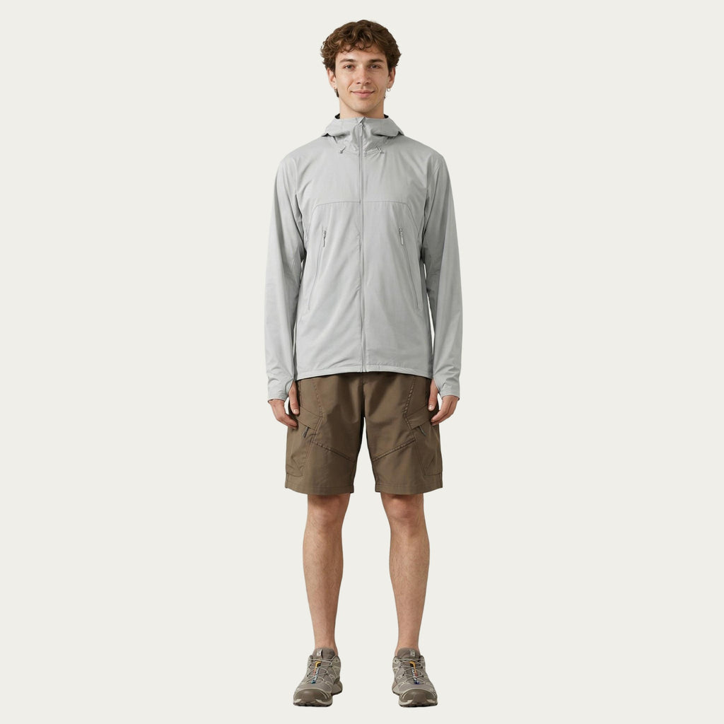 Anna-Kaci Men's Lightweight Windbreaker Jacket with Hood Full Zip Closure Zipper Pocket Detail and Relaxed Fit