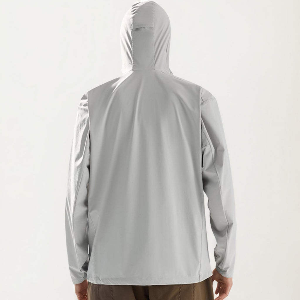 Anna-Kaci Men's Lightweight Windbreaker Jacket with Hood Full Zip Closure Zipper Pocket Detail and Relaxed Fit