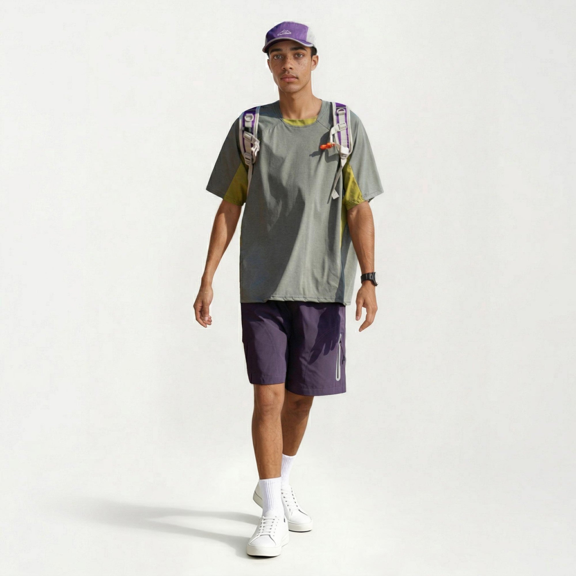Anna-Kaci Men's Short Sleeve Athletic T-Shirt with Colorblock Panel Design Breathable Fabric and Relaxed Fit
