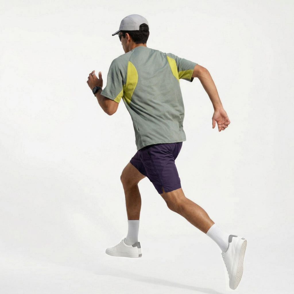 Anna-Kaci Men's Short Sleeve Athletic T-Shirt with Colorblock Panel Design Breathable Fabric and Relaxed Fit