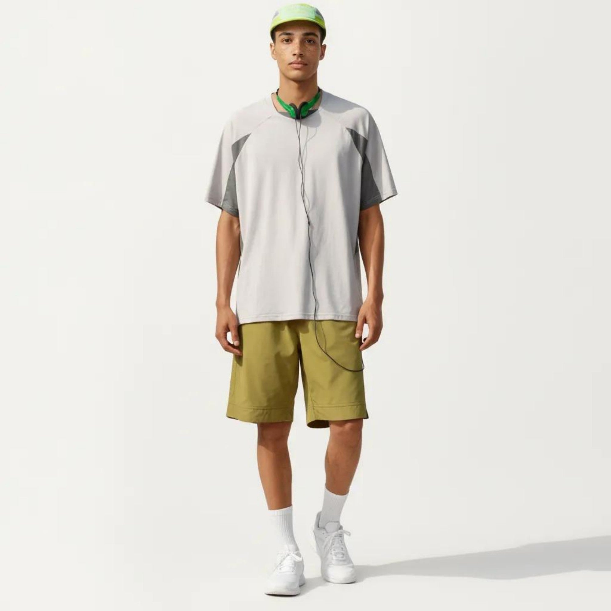 Anna-Kaci Men's Short Sleeve Athletic T-Shirt with Colorblock Panel Design Breathable Fabric and Relaxed Fit