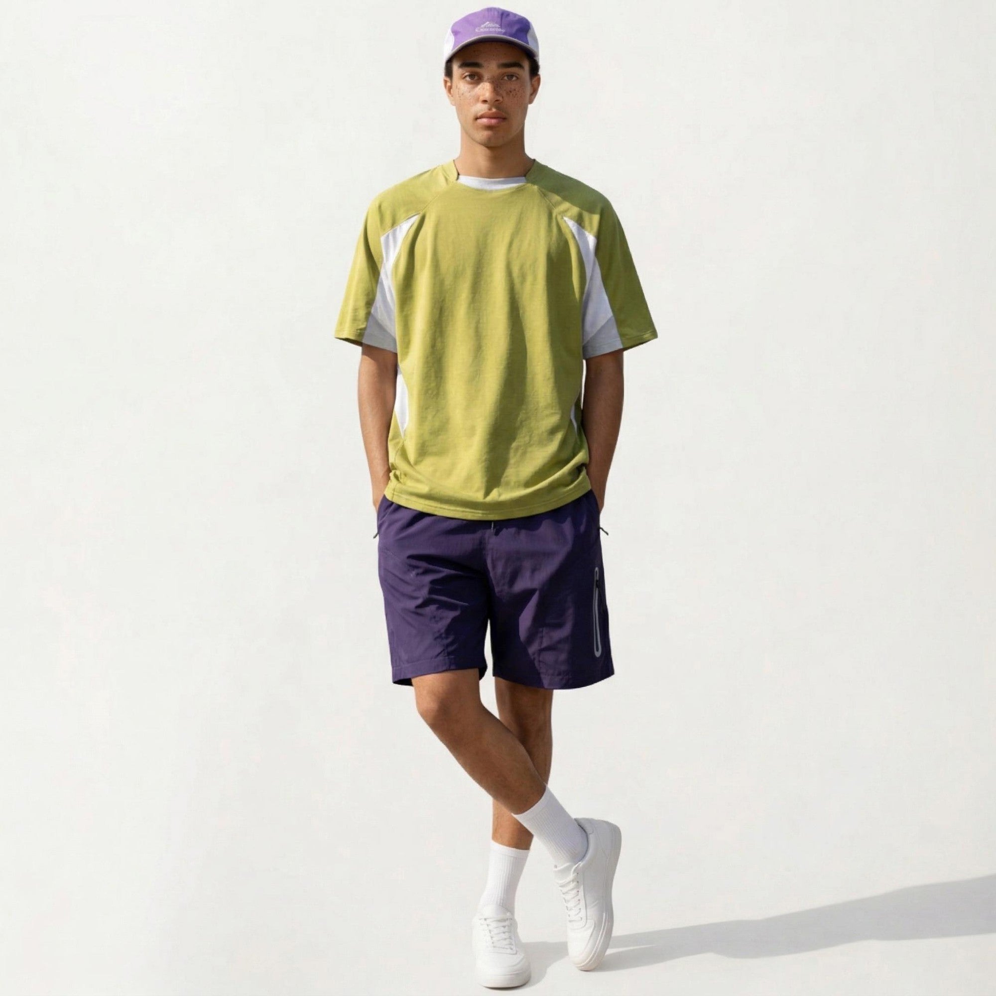 Anna-Kaci Men's Short Sleeve Athletic T-Shirt with Colorblock Panel Design Breathable Fabric and Relaxed Fit