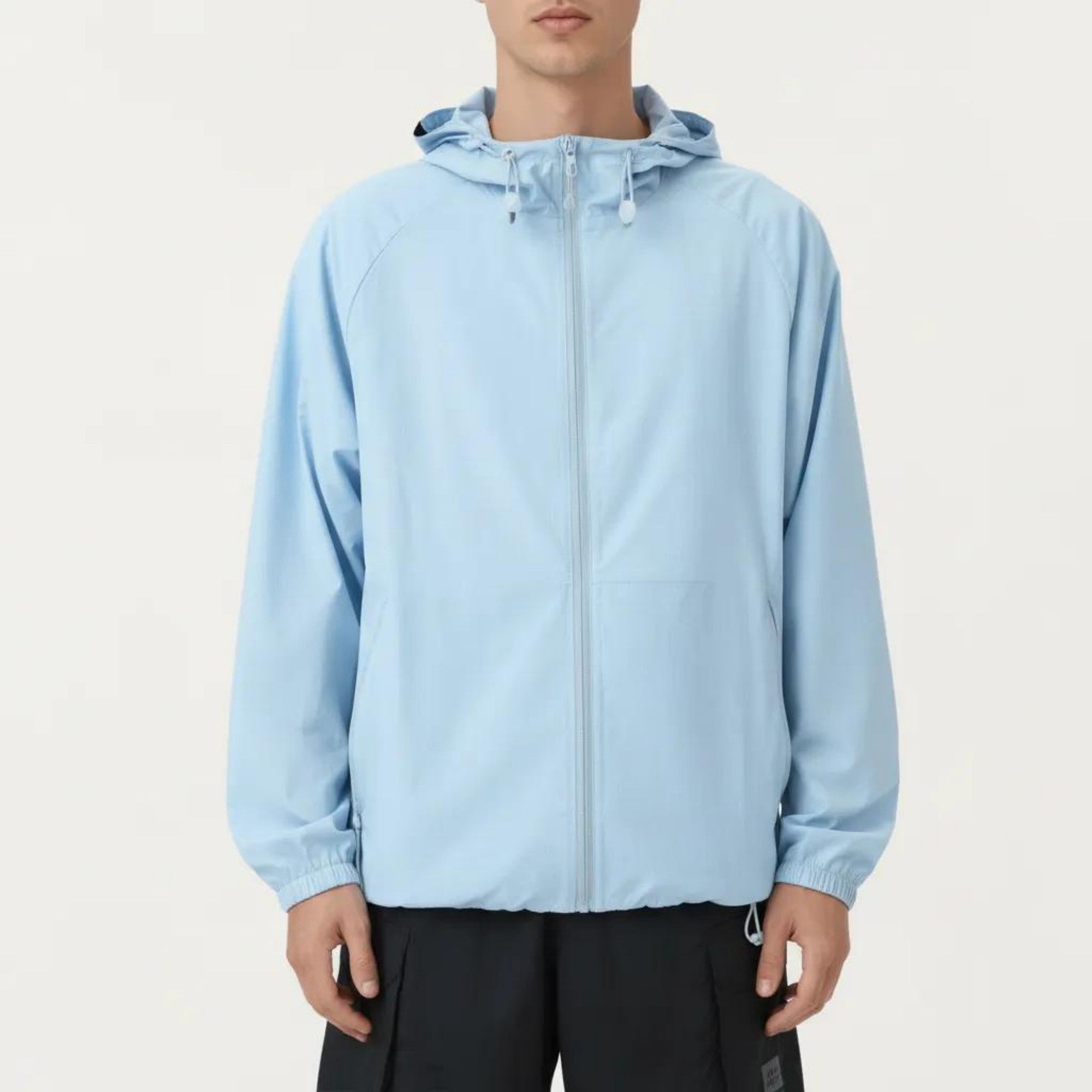 Anna-Kaci Men's Lightweight Hooded Windbreaker Jacket with Full Zip Closure Elastic Cuffs and Adjustable Hem
