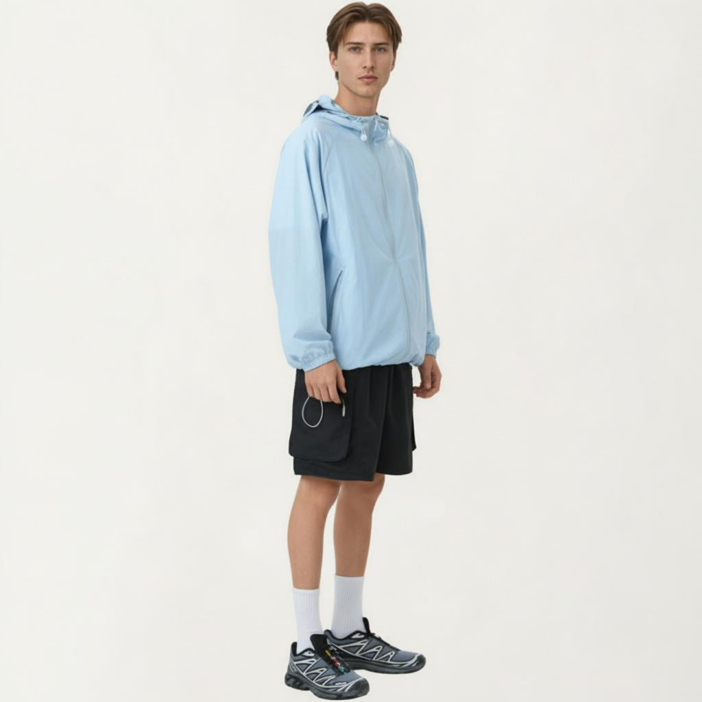 Anna-Kaci Men's Lightweight Hooded Windbreaker Jacket with Full Zip Closure Elastic Cuffs and Adjustable Hem