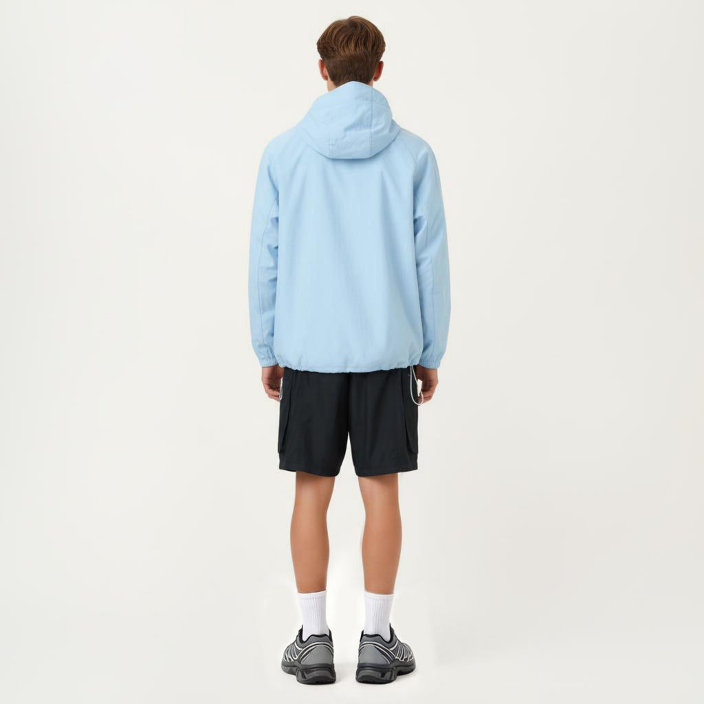 Anna-Kaci Men's Lightweight Hooded Windbreaker Jacket with Full Zip Closure Elastic Cuffs and Adjustable Hem