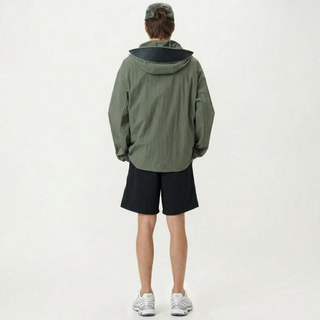 Anna-Kaci Men's Lightweight Hooded Windbreaker Jacket with Full Zip Closure Elastic Cuffs and Adjustable Hem