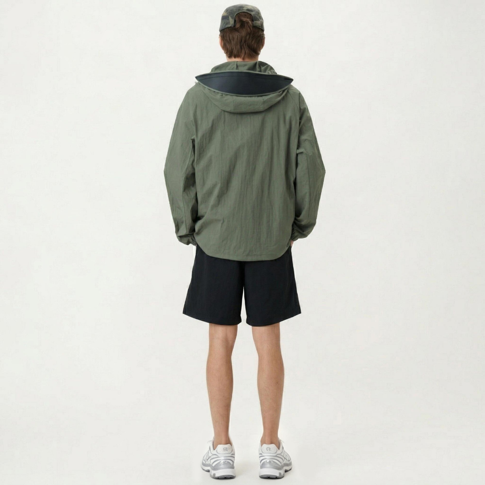 Anna-Kaci Men's Lightweight Hooded Windbreaker Jacket with Full Zip Closure Elastic Cuffs and Adjustable Hem