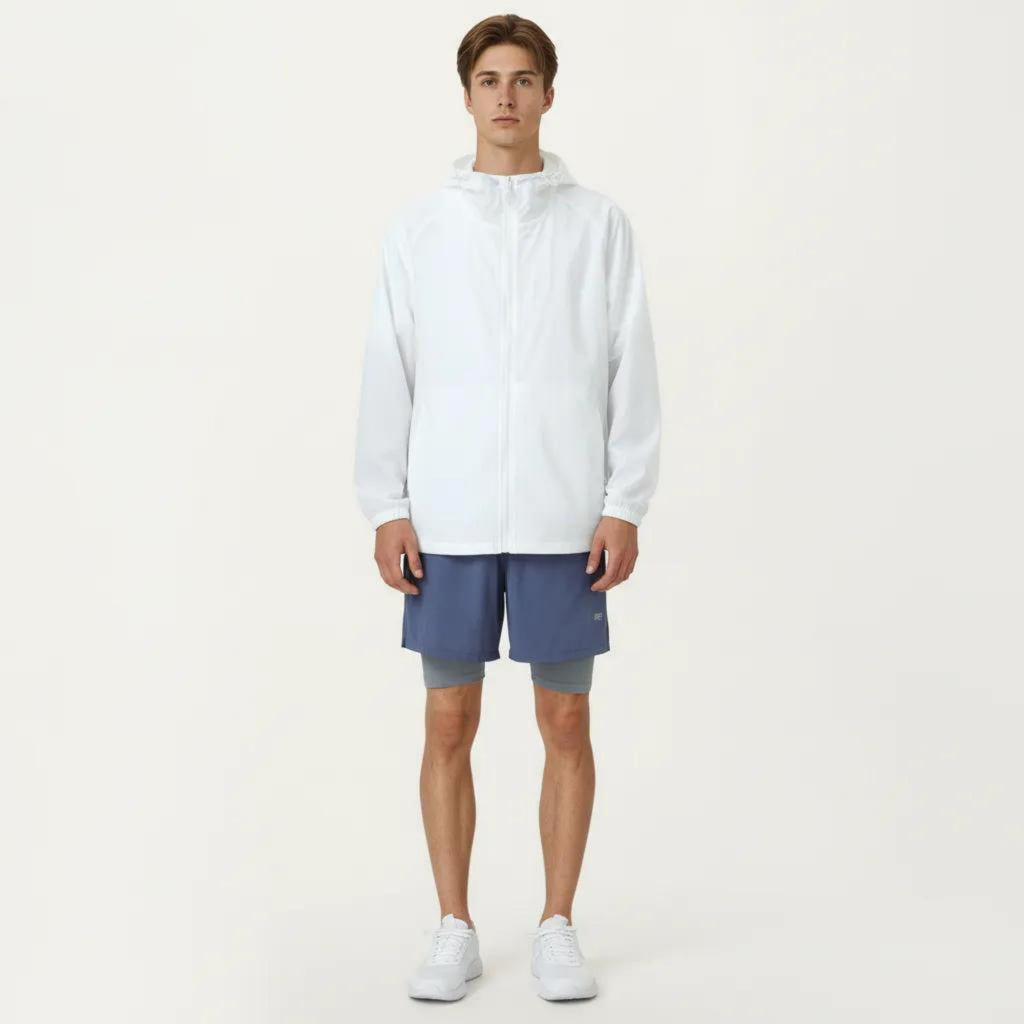 Anna-Kaci Men's Lightweight Hooded Windbreaker Jacket with Full Zip Closure Elastic Cuffs and Adjustable Hem