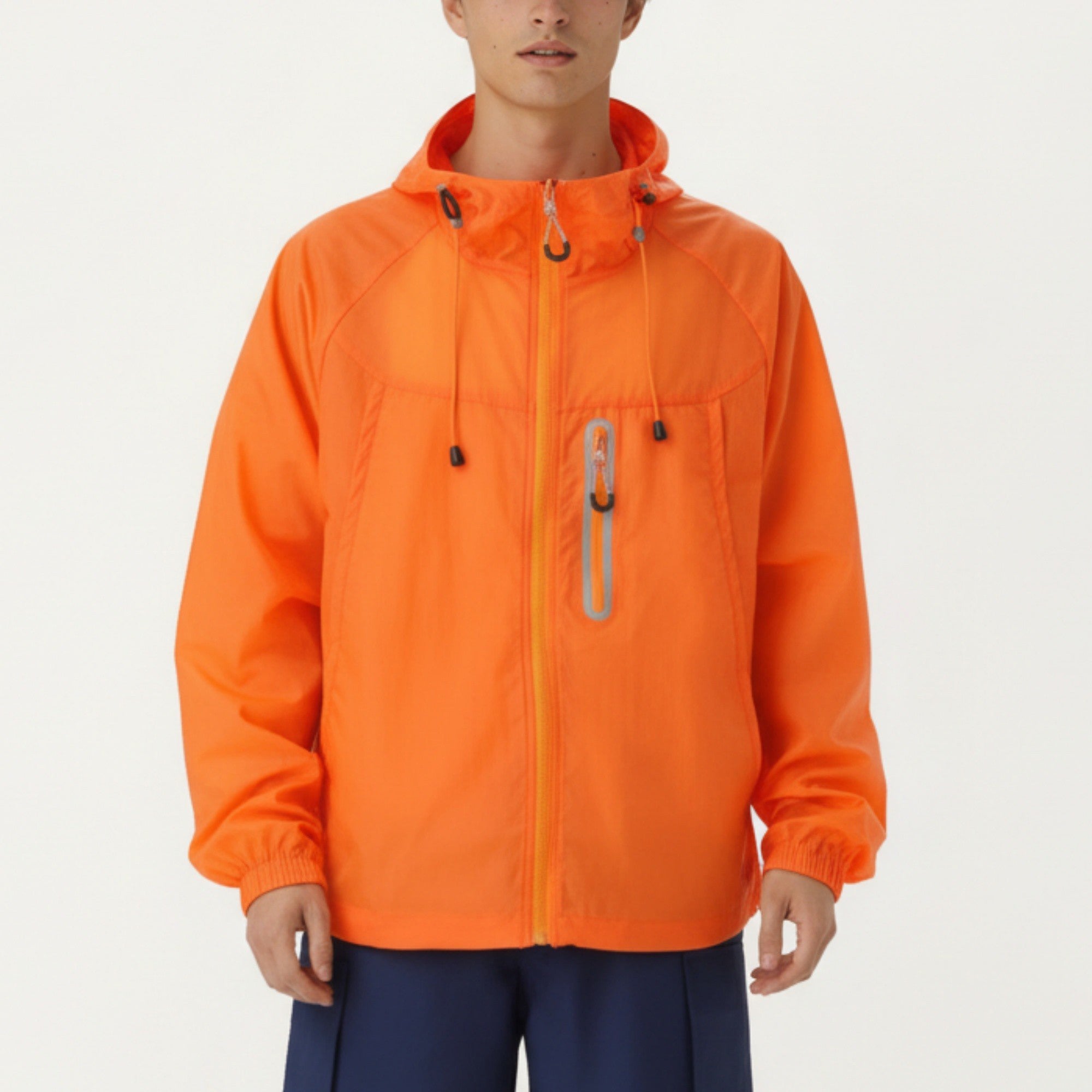 Anna-Kaci Men's Lightweight Windbreaker Jacket with Hood Full Zip Closure Drawstring Detail
