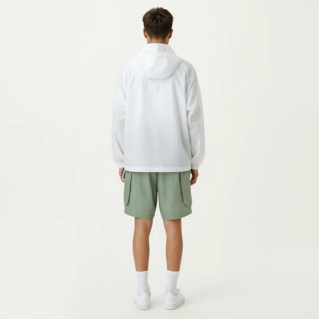 Anna-Kaci Men's Lightweight Windbreaker Jacket with Hood Full Zip Closure Drawstring Detail