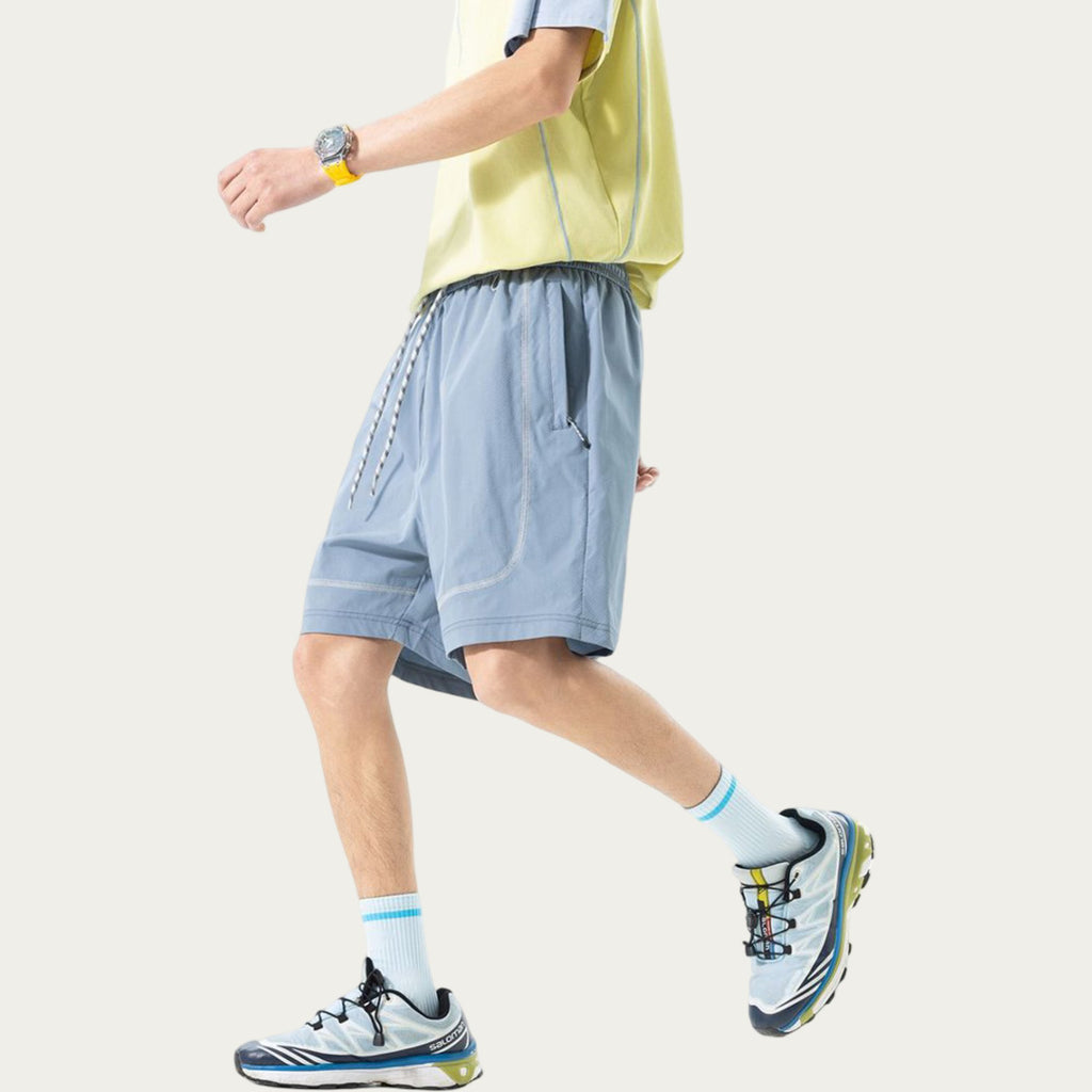 Anna-Kaci Men's Lightweight Athletic Shorts with Elastic Drawstring Waist Zipper Pocket Detail and Relaxed Fit