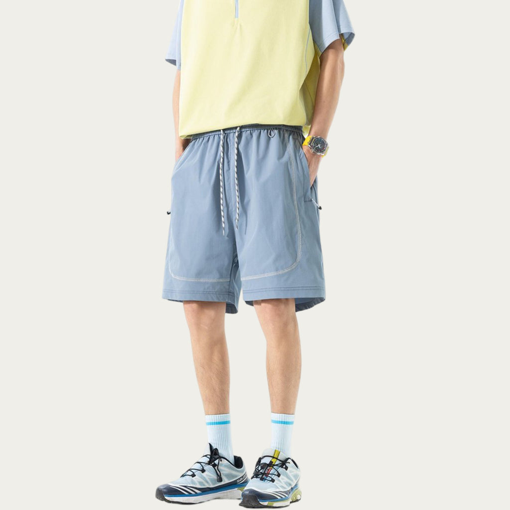 Anna-Kaci Men's Lightweight Athletic Shorts with Elastic Drawstring Waist Zipper Pocket Detail and Relaxed Fit