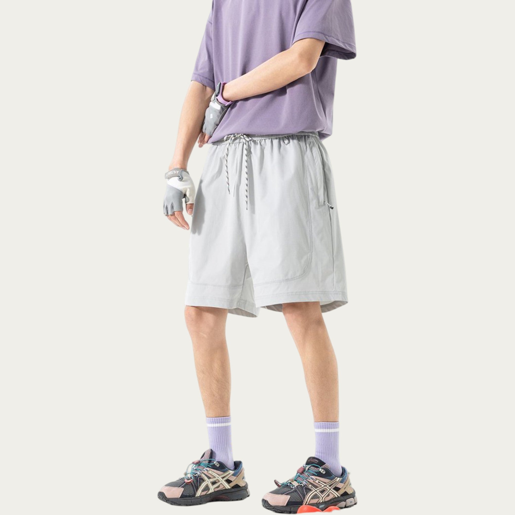 Anna-Kaci Men's Lightweight Athletic Shorts with Elastic Drawstring Waist Zipper Pocket Detail and Relaxed Fit