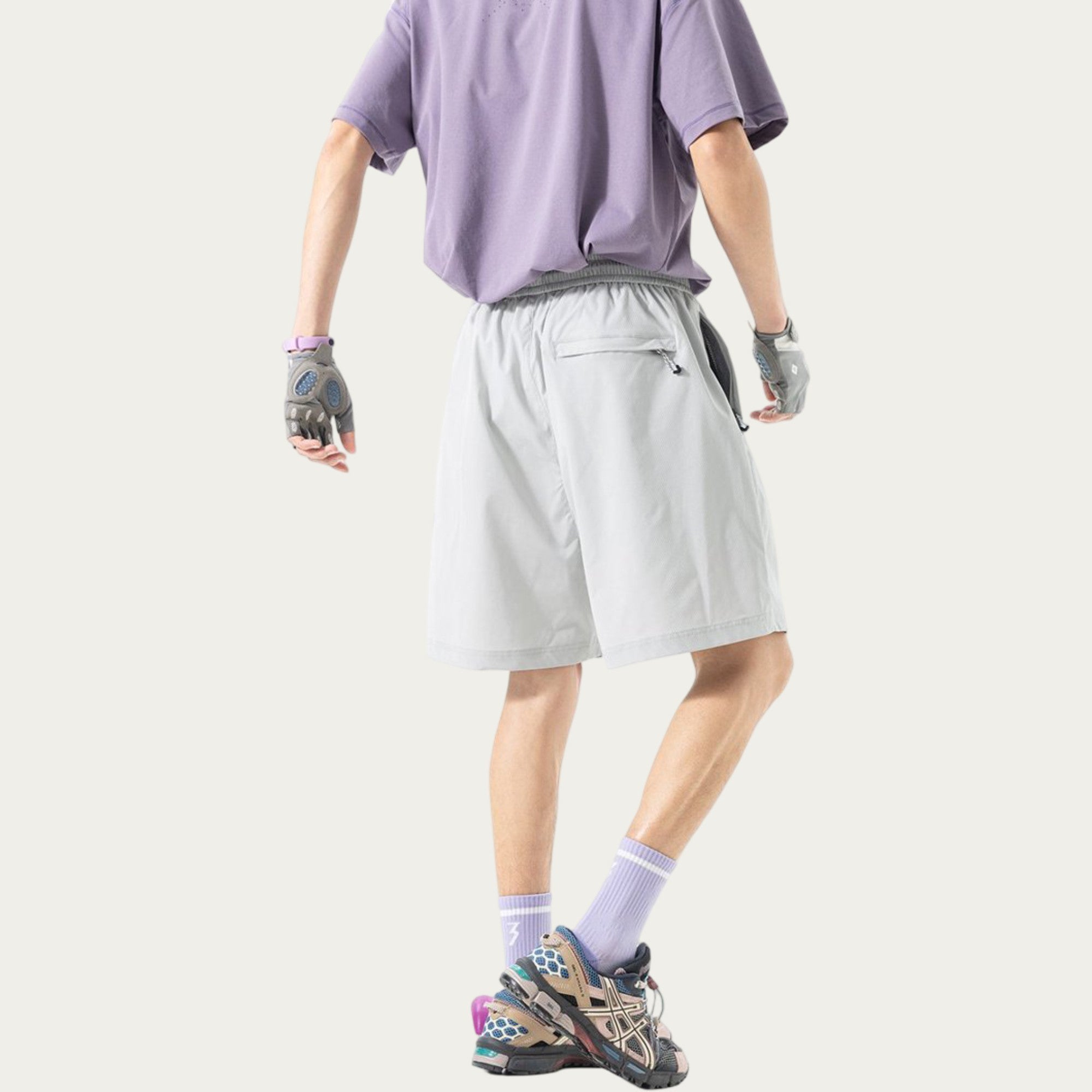 Anna-Kaci Men's Lightweight Athletic Shorts with Elastic Drawstring Waist Zipper Pocket Detail and Relaxed Fit