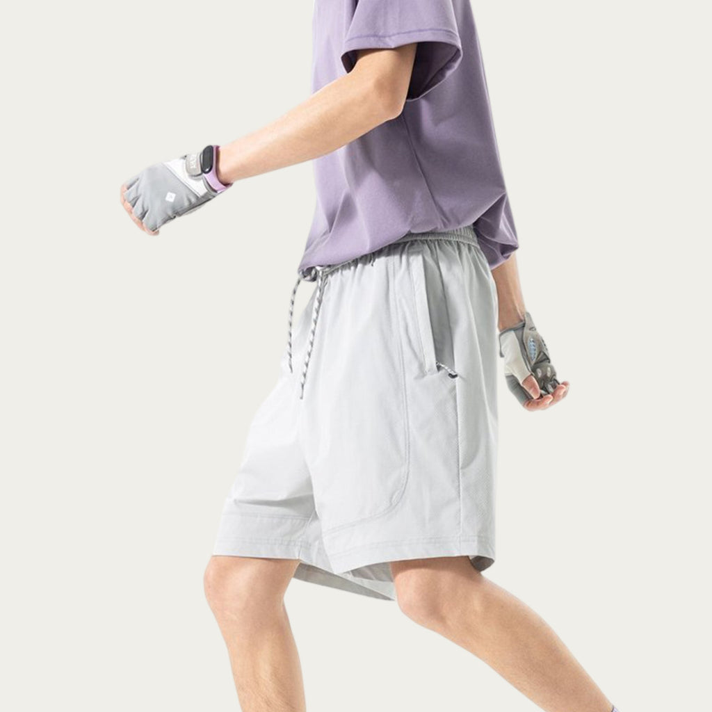Anna-Kaci Men's Lightweight Athletic Shorts with Elastic Drawstring Waist Zipper Pocket Detail and Relaxed Fit