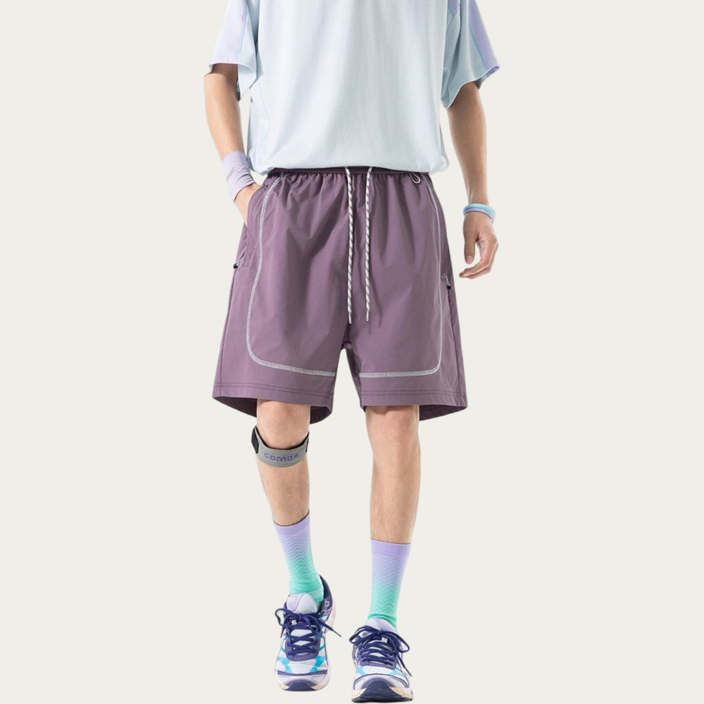 Anna-Kaci Men's Lightweight Athletic Shorts with Elastic Drawstring Waist Zipper Pocket Detail and Relaxed Fit