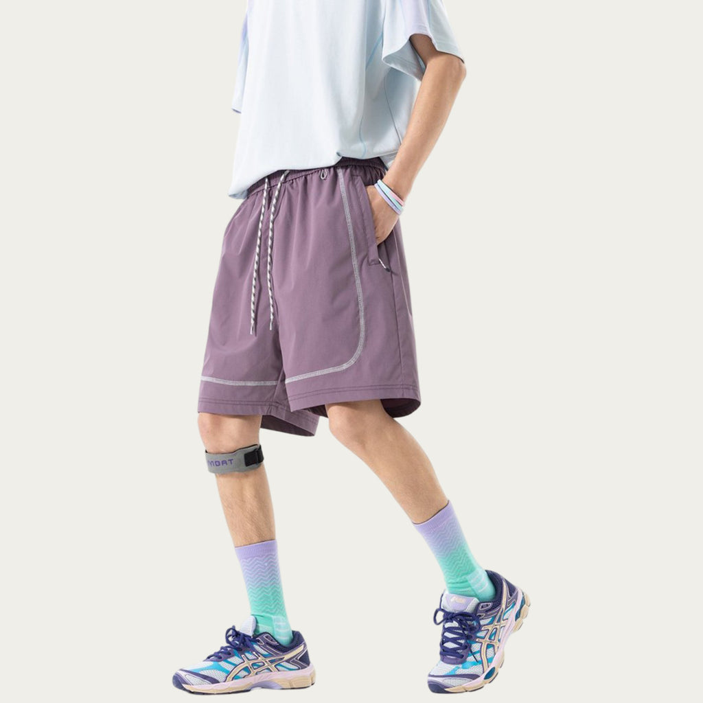 Anna-Kaci Men's Lightweight Athletic Shorts with Elastic Drawstring Waist Zipper Pocket Detail and Relaxed Fit