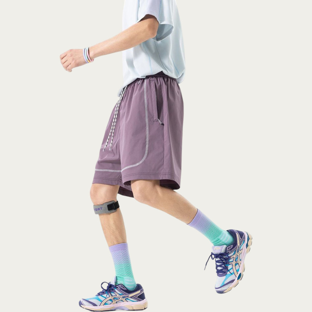 Anna-Kaci Men's Lightweight Athletic Shorts with Elastic Drawstring Waist Zipper Pocket Detail and Relaxed Fit