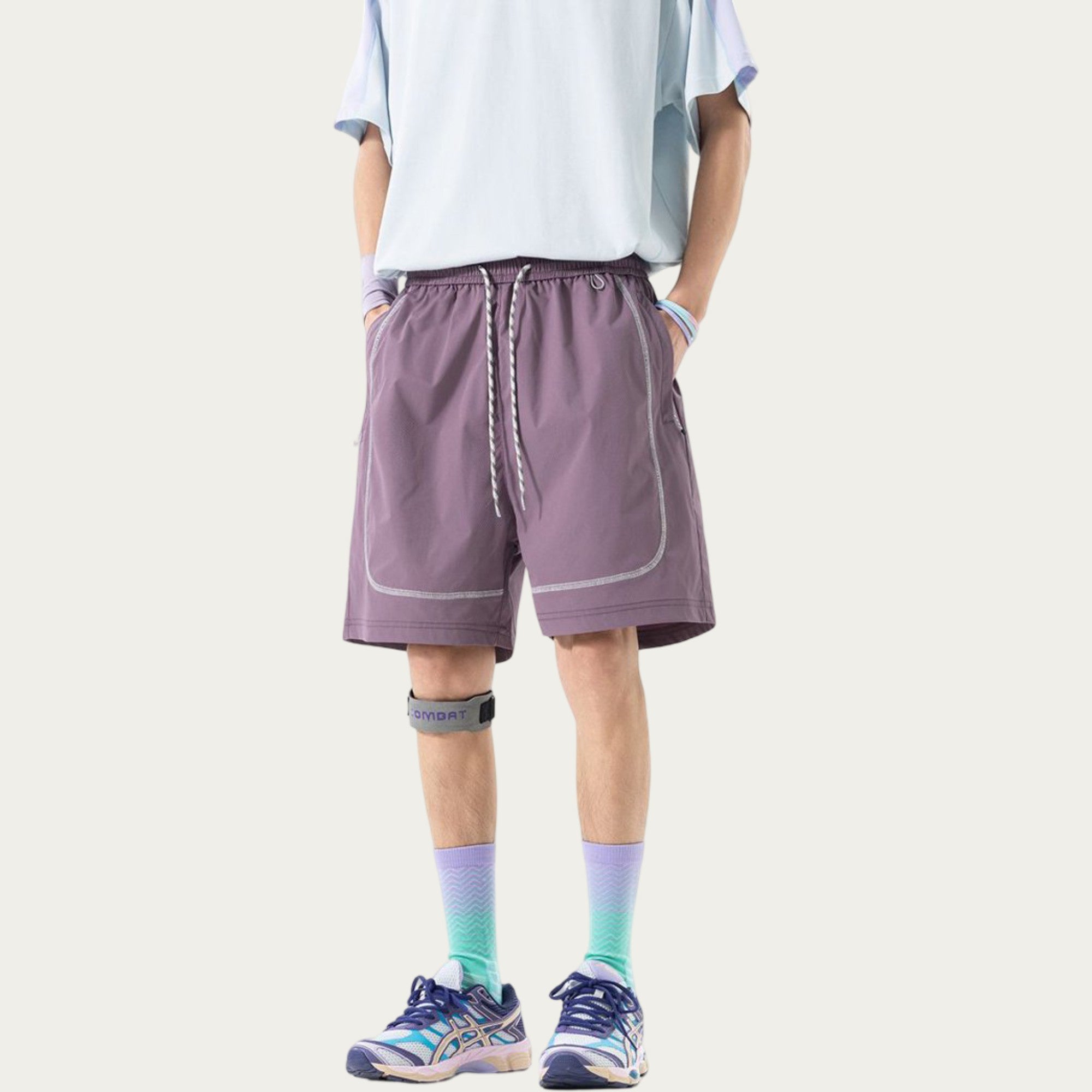 Anna-Kaci Men's Lightweight Athletic Shorts with Elastic Drawstring Waist Zipper Pocket Detail and Relaxed Fit