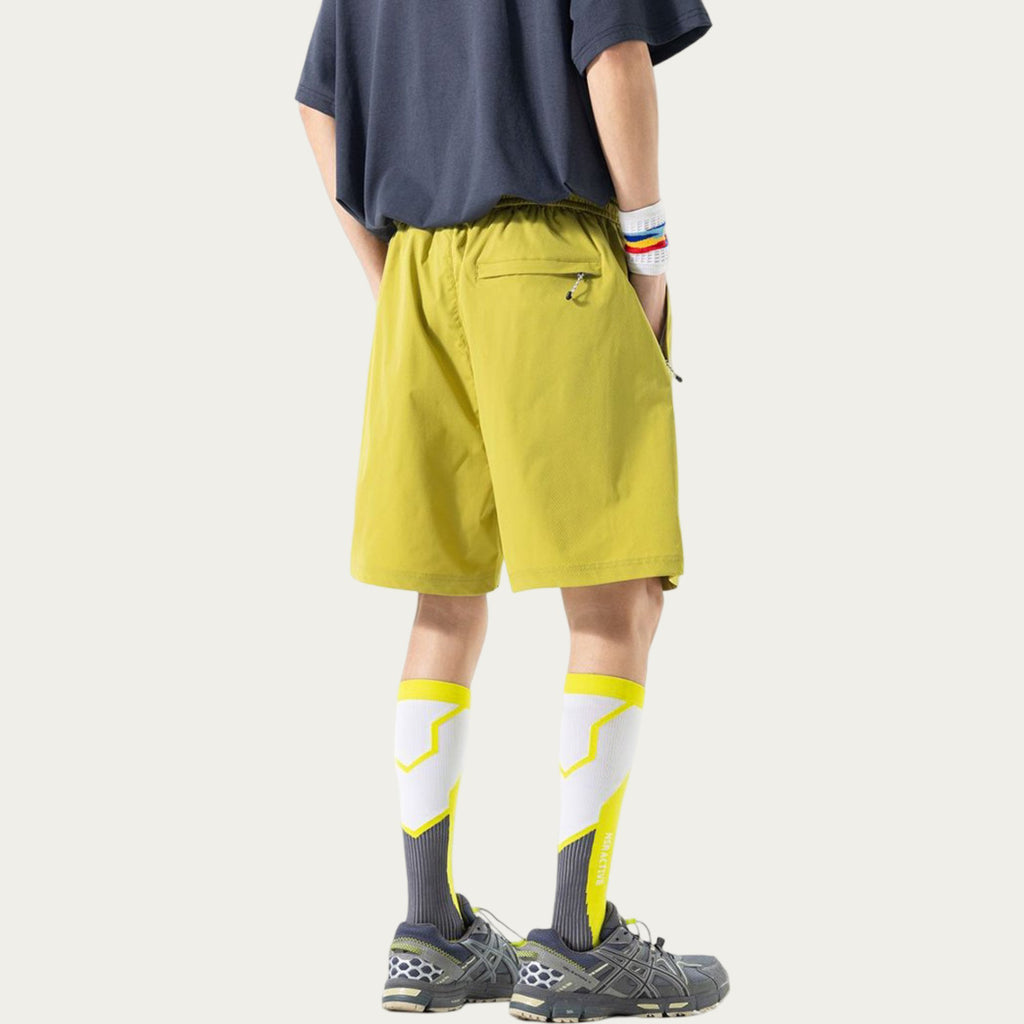 Anna-Kaci Men's Lightweight Athletic Shorts with Elastic Drawstring Waist Zipper Pocket Detail and Relaxed Fit