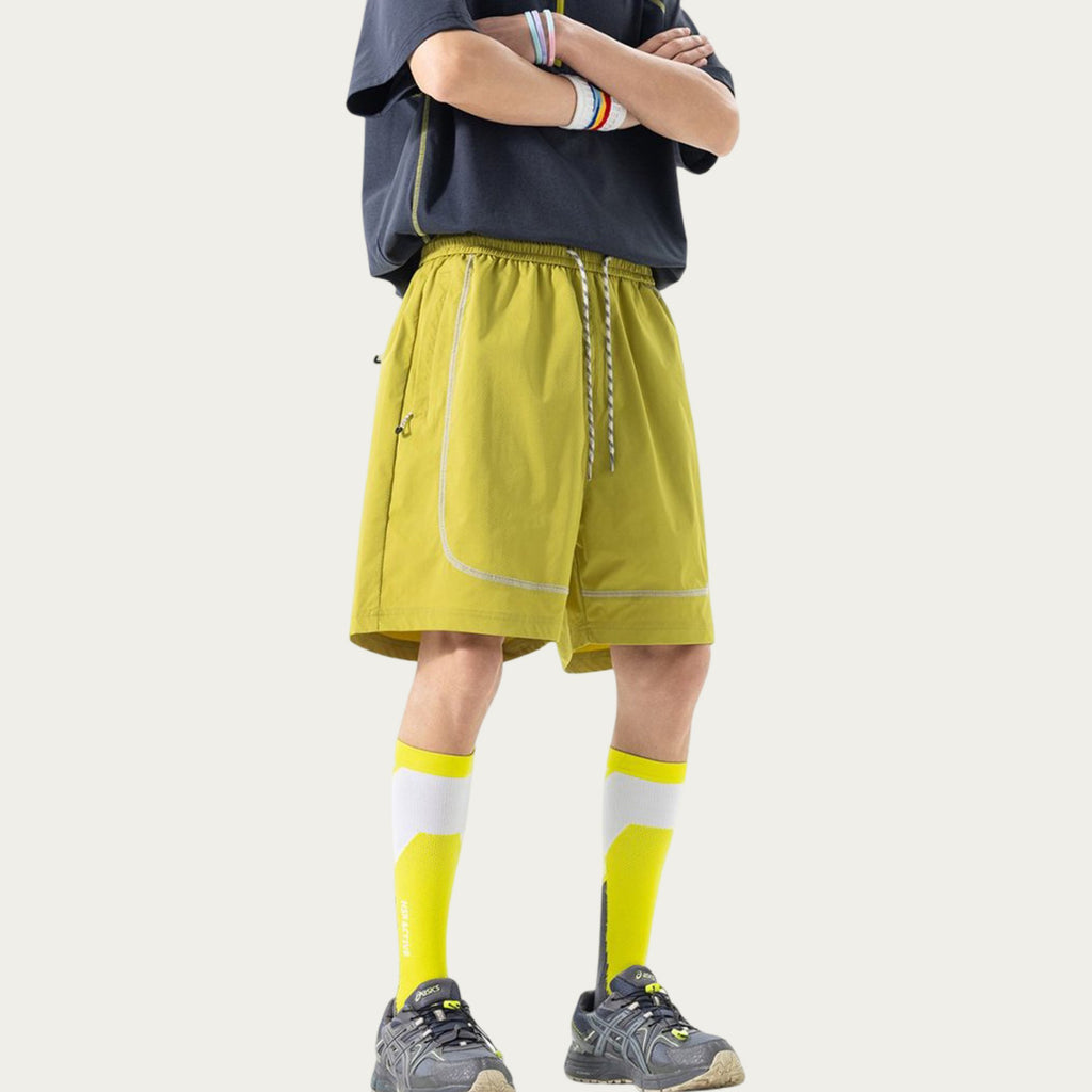 Anna-Kaci Men's Lightweight Athletic Shorts with Elastic Drawstring Waist Zipper Pocket Detail and Relaxed Fit