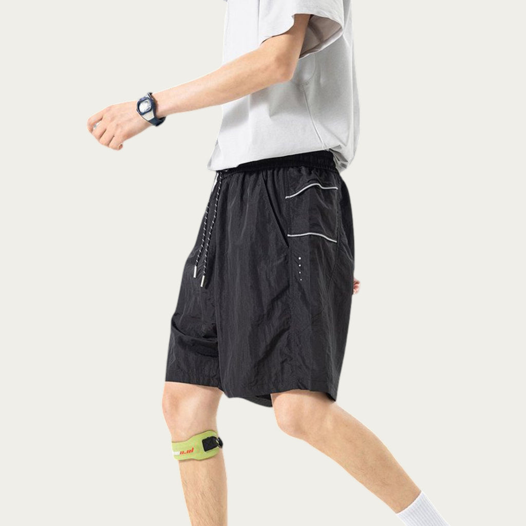 Anna-Kaci Men's Lightweight Athletic Shorts with Elastic Drawstring Waist Relaxed Fit Seam Detail Side Pocket