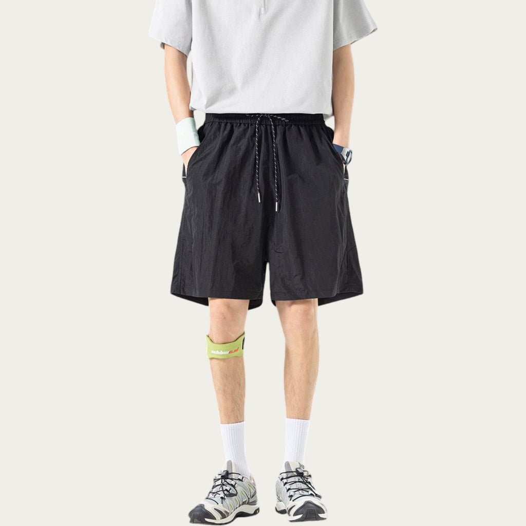 Anna-Kaci Men's Lightweight Athletic Shorts with Elastic Drawstring Waist Relaxed Fit Seam Detail Side Pocket