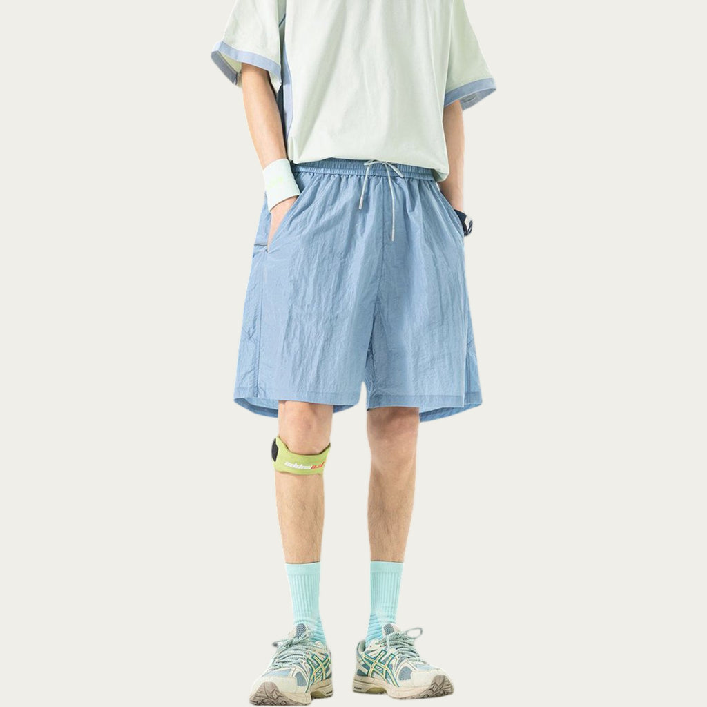 Anna-Kaci Men's Lightweight Athletic Shorts with Elastic Drawstring Waist Relaxed Fit Seam Detail Side Pocket