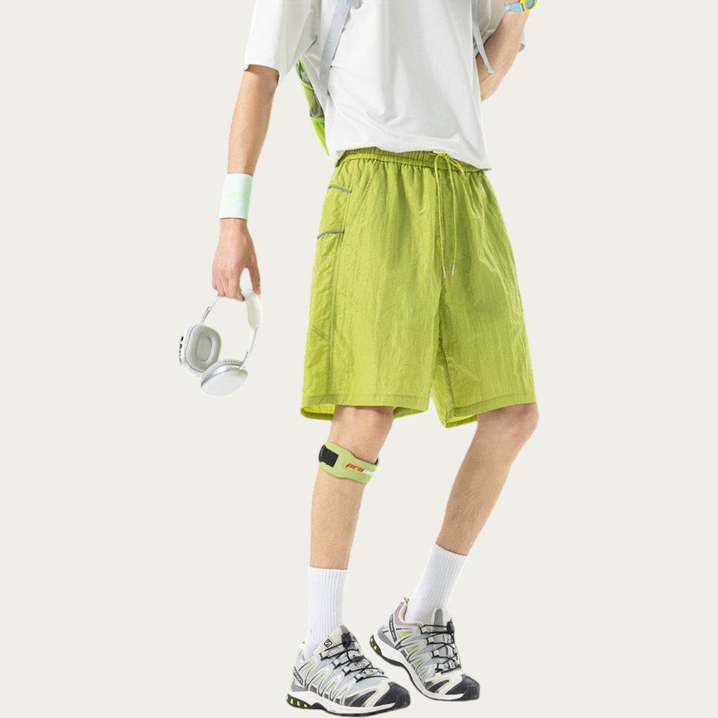 Anna-Kaci Men's Lightweight Athletic Shorts with Elastic Drawstring Waist Relaxed Fit Seam Detail Side Pocket