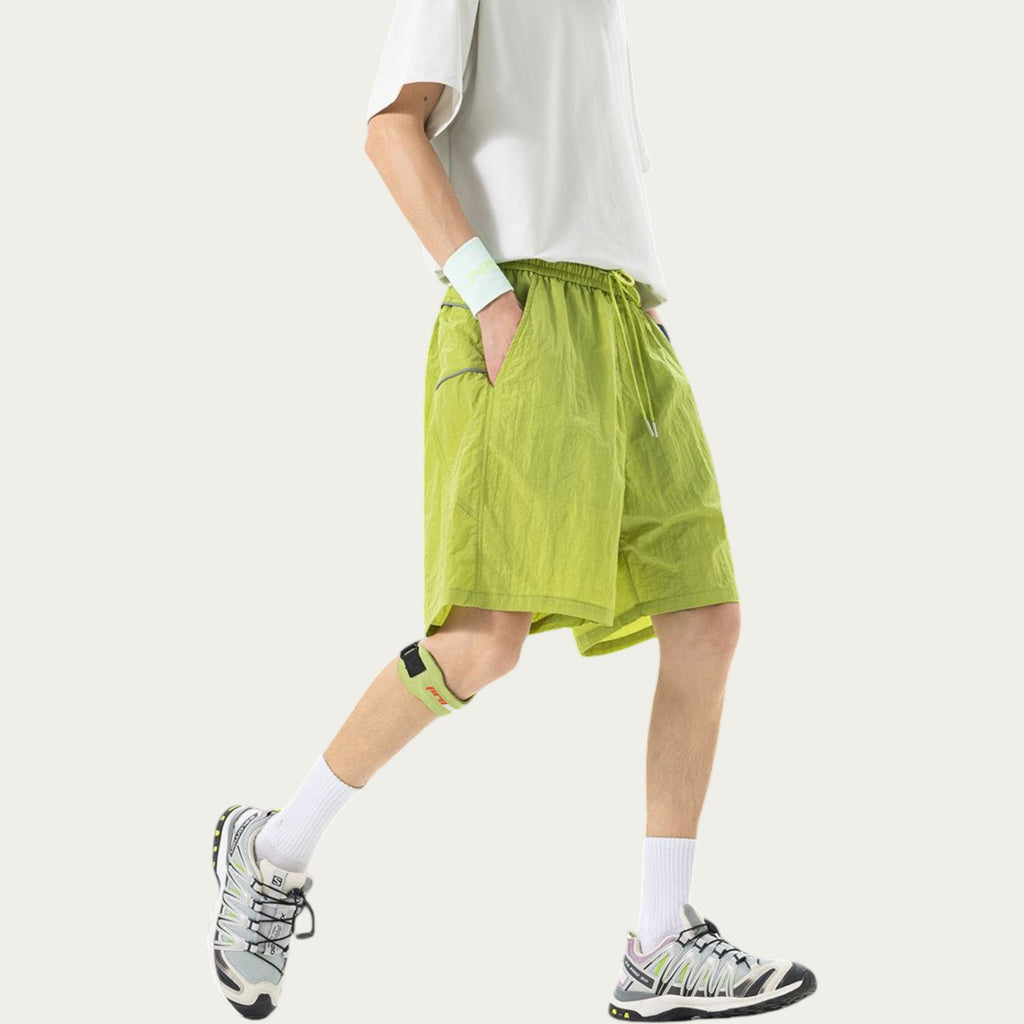 Anna-Kaci Men's Lightweight Athletic Shorts with Elastic Drawstring Waist Relaxed Fit Seam Detail Side Pocket