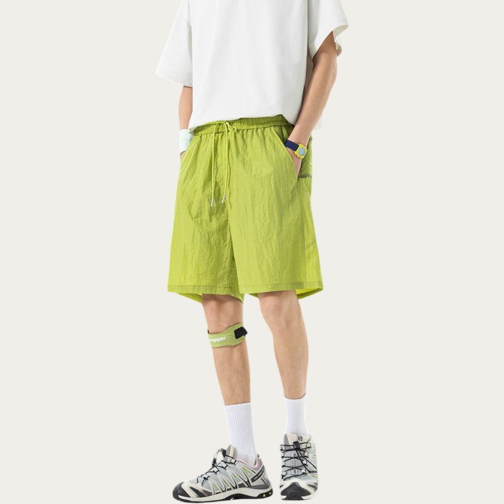 Anna-Kaci Men's Lightweight Athletic Shorts with Elastic Drawstring Waist Relaxed Fit Seam Detail Side Pocket