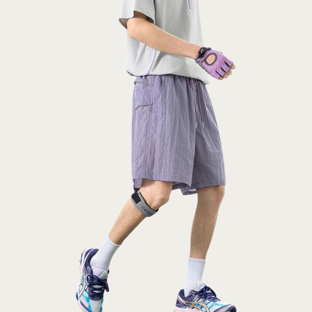 Anna-Kaci Men's Lightweight Athletic Shorts with Elastic Drawstring Waist Relaxed Fit Seam Detail Side Pocket