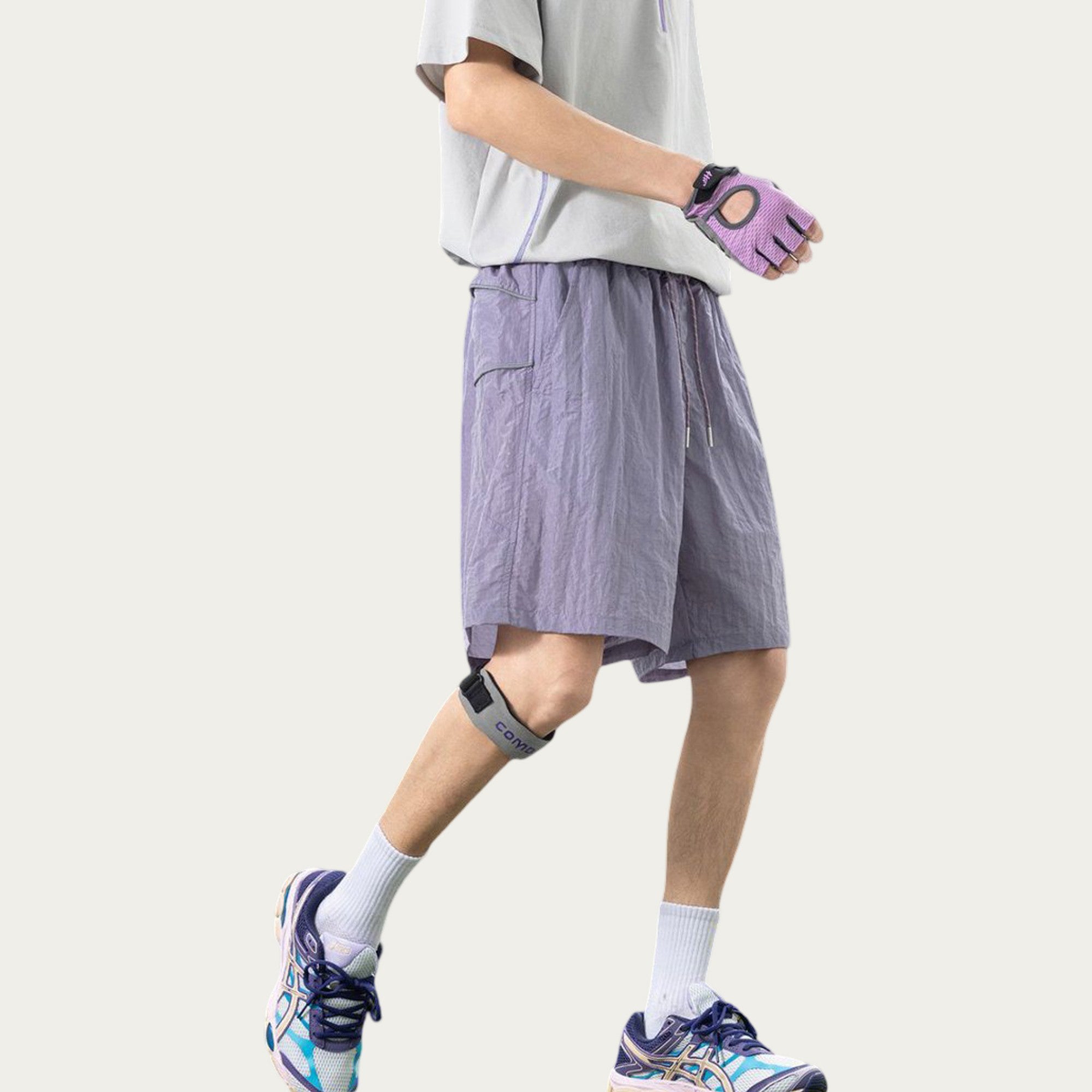 Anna-Kaci Men's Lightweight Athletic Shorts with Elastic Drawstring Waist Relaxed Fit Seam Detail Side Pocket
